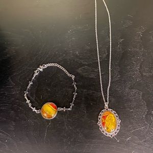 Matching necklace and bracelet set